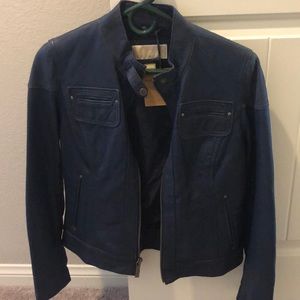 Michael Kors navy leather jacket